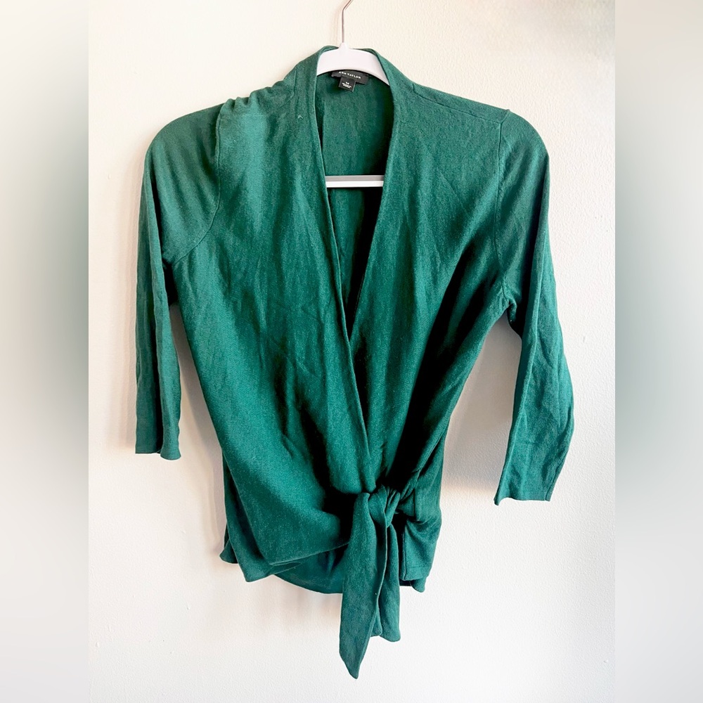 Ann Taylor green wrap sweater
